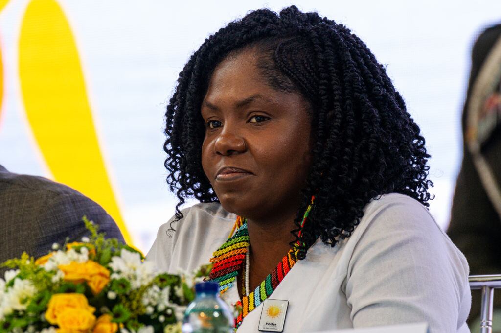 La vicepresidenta de Colombia, Francia Márquez, durante la Asamblea Comunal Nacional Popular en Bogotá, Colombia, el 24 de marzo de 2023. (Foto de Sebastian Barros/NurPhoto vía Getty Images)