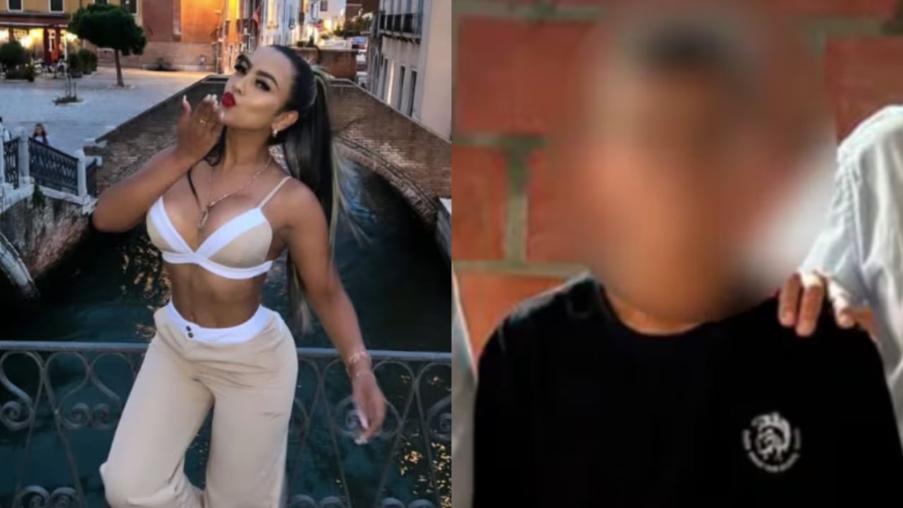 Angie Bonilla y su hijo Lyan Hortúa, tras ser liberado.