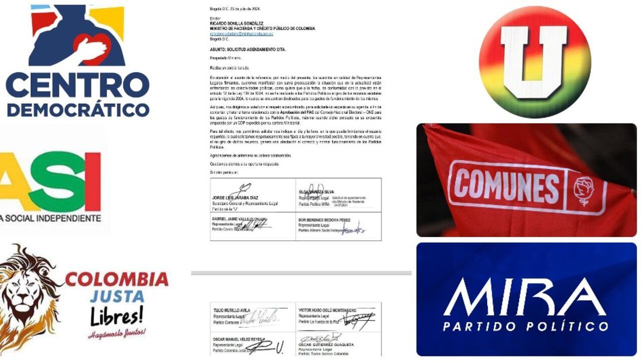 Esta es la carta que algunos directivos de partidos políticos le enviaron al ministro de Hacienda, Ricardo Bonilla.