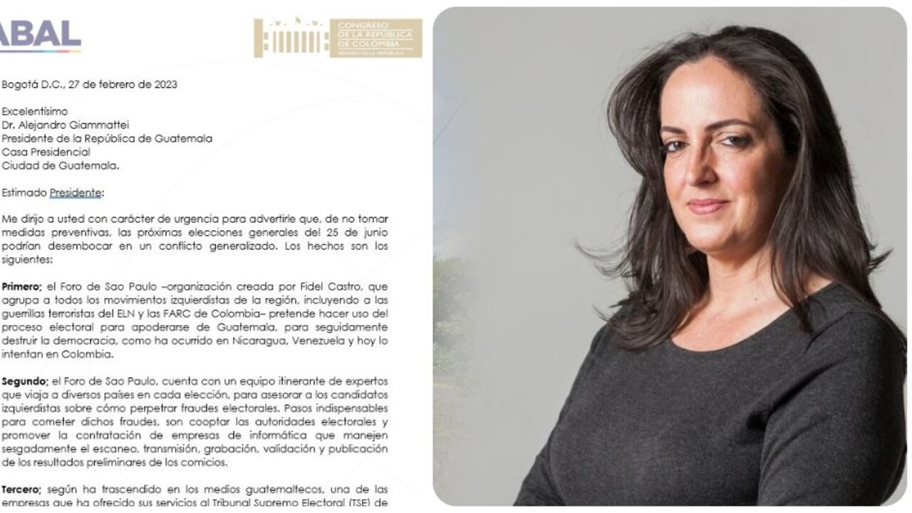 La senadora María Fernanda Cabal y su carta al presidente de Guatemala.