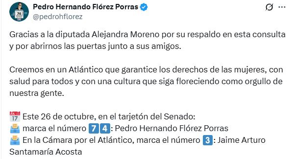 El senador Pedro Flórez le hizo campaña a Jaime Santamaría para la consulta del Pacto.