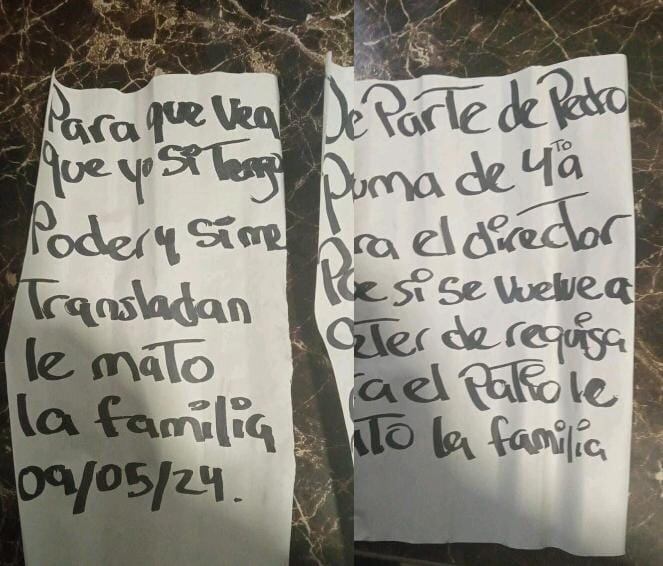 Estos fueron los panfletos de amenaza que tuvo el director de la cárcel La Modelo.