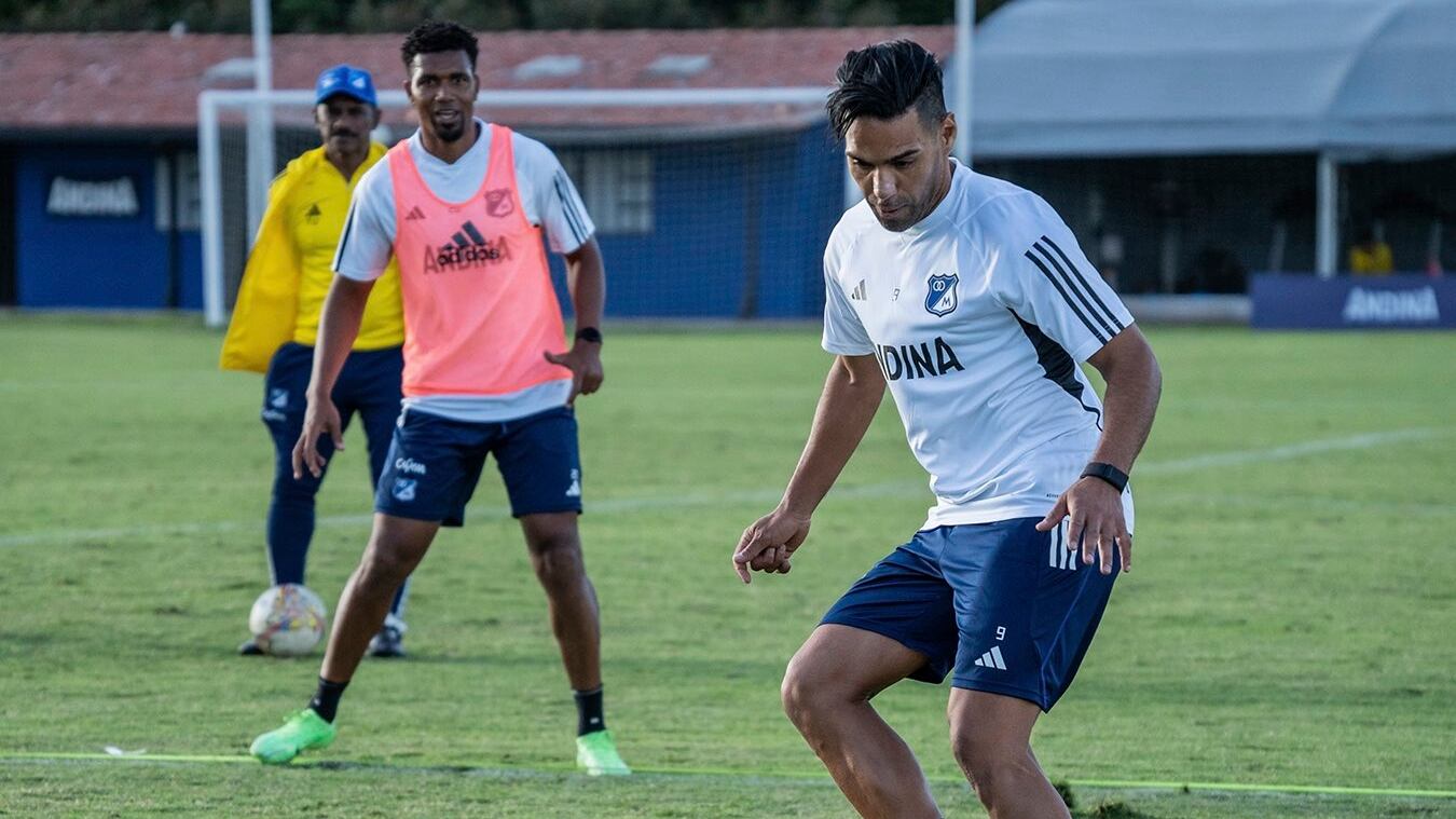 Falcao en su primer entrenamiento con Millonarios.