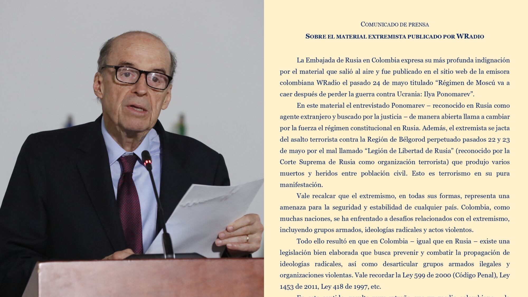 Álvaro Leyva reacciona a comunicado de la embajada rusa.