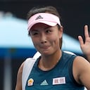 China's Peng Shuai reacts while competing against Canada's Eugenie Bouchard in their first round match at the Australian Open tennis championships in Melbourne, Australia, Tuesday, Jan. 15, 2019. The disappearance of tennis star Peng Shuai in China following her accusations of sexual assault against a former top Communist Party official has shined a spotlight on similar cases involving political dissidents, entertainment figures, business leaders and others who have run afoul of the authorities. (AP Photo/Mark Schiefelbein)