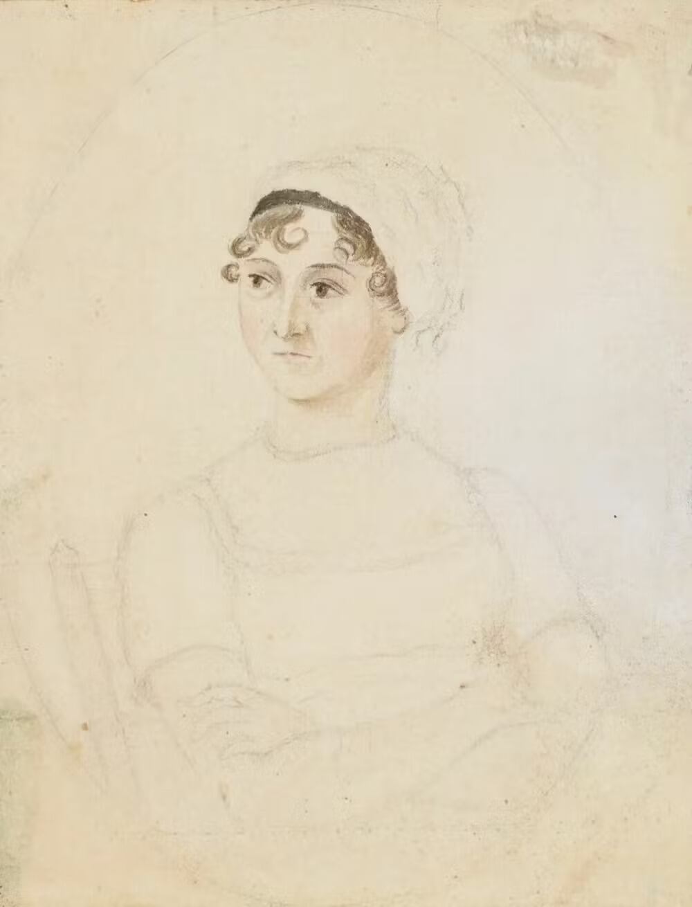 Boceto de un retrato de Jane Austen hecho por su hermana Cassandra. National portrait Gallery, London