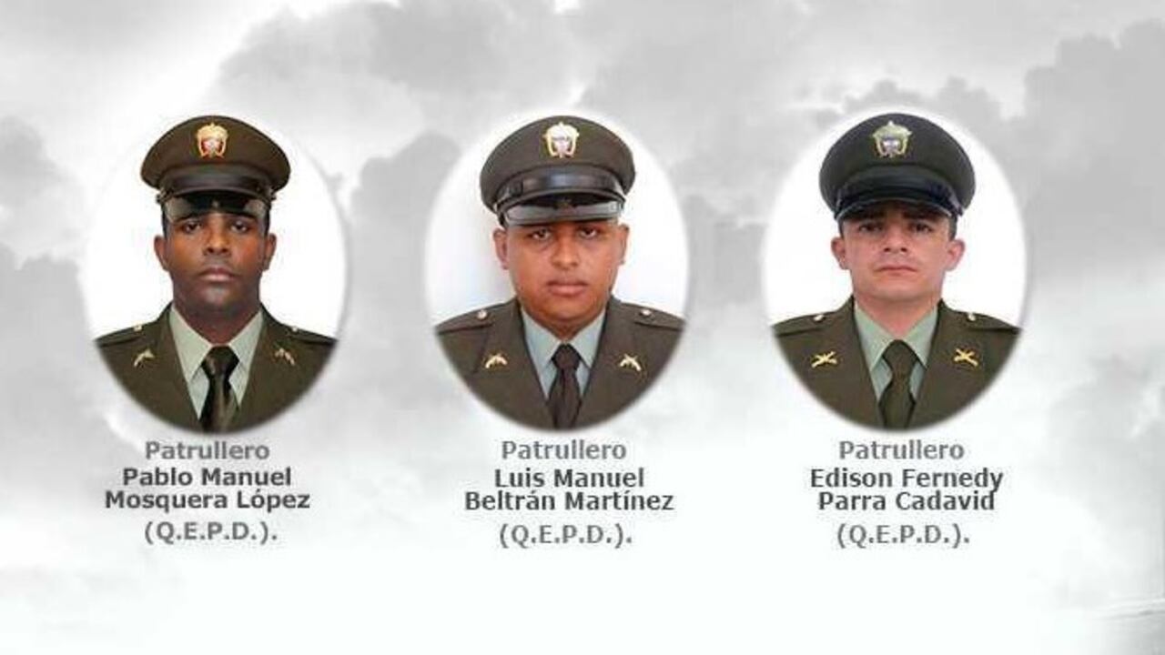 Imagen de los patrulleros asesinados que fue divulgada por el director de la Policía Nacional.