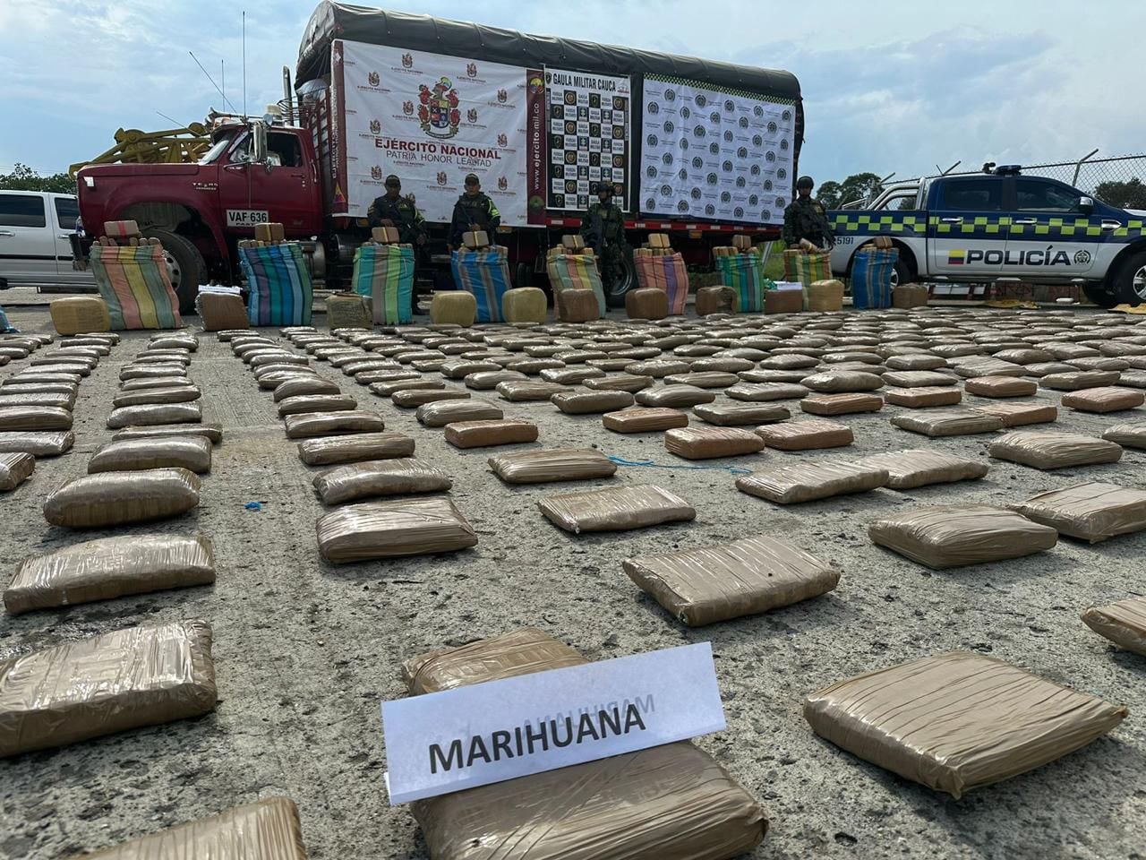 El Ejército decomisó marihuana a la Dagoberto Ramos en el Cauca.