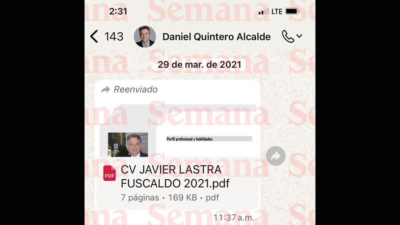 Chat filtrado del exalcalde de Medellín, Daniel Quintero Calle.