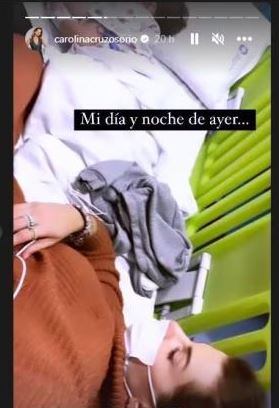 Carolina Cruz en su historia de Instagram puso su momento en el hospital con su hijo Matías.