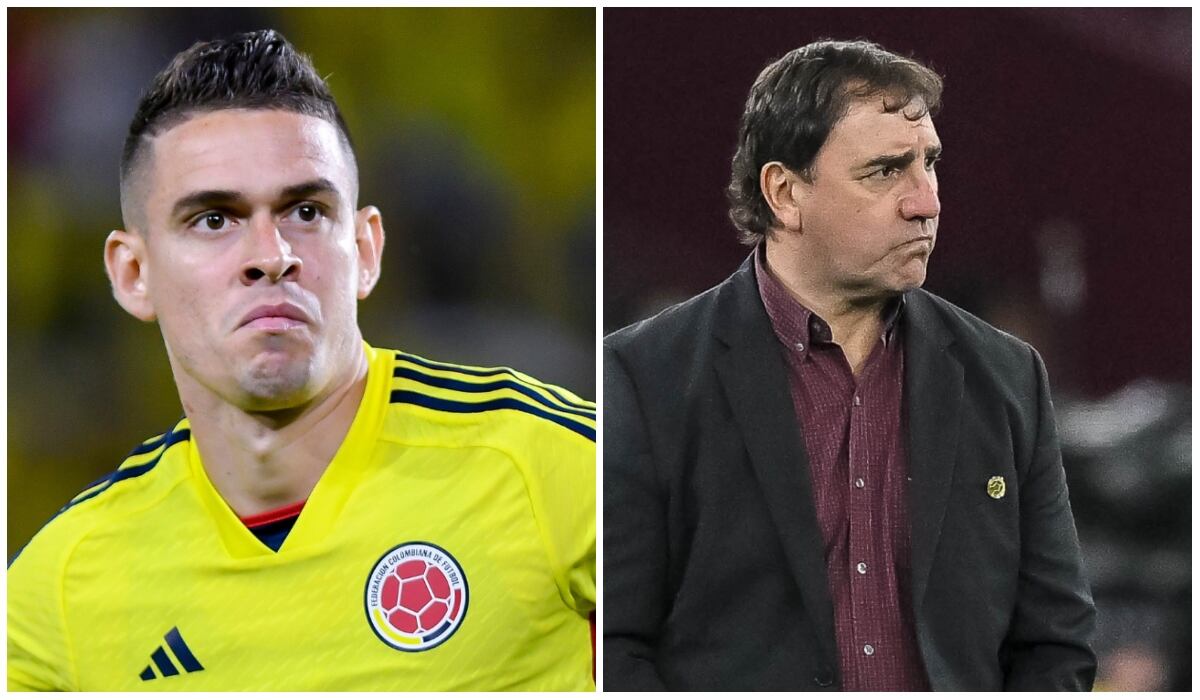 Rafael Santos Borré y Néstor Lorenzo, técnico de la Selección Colombia.