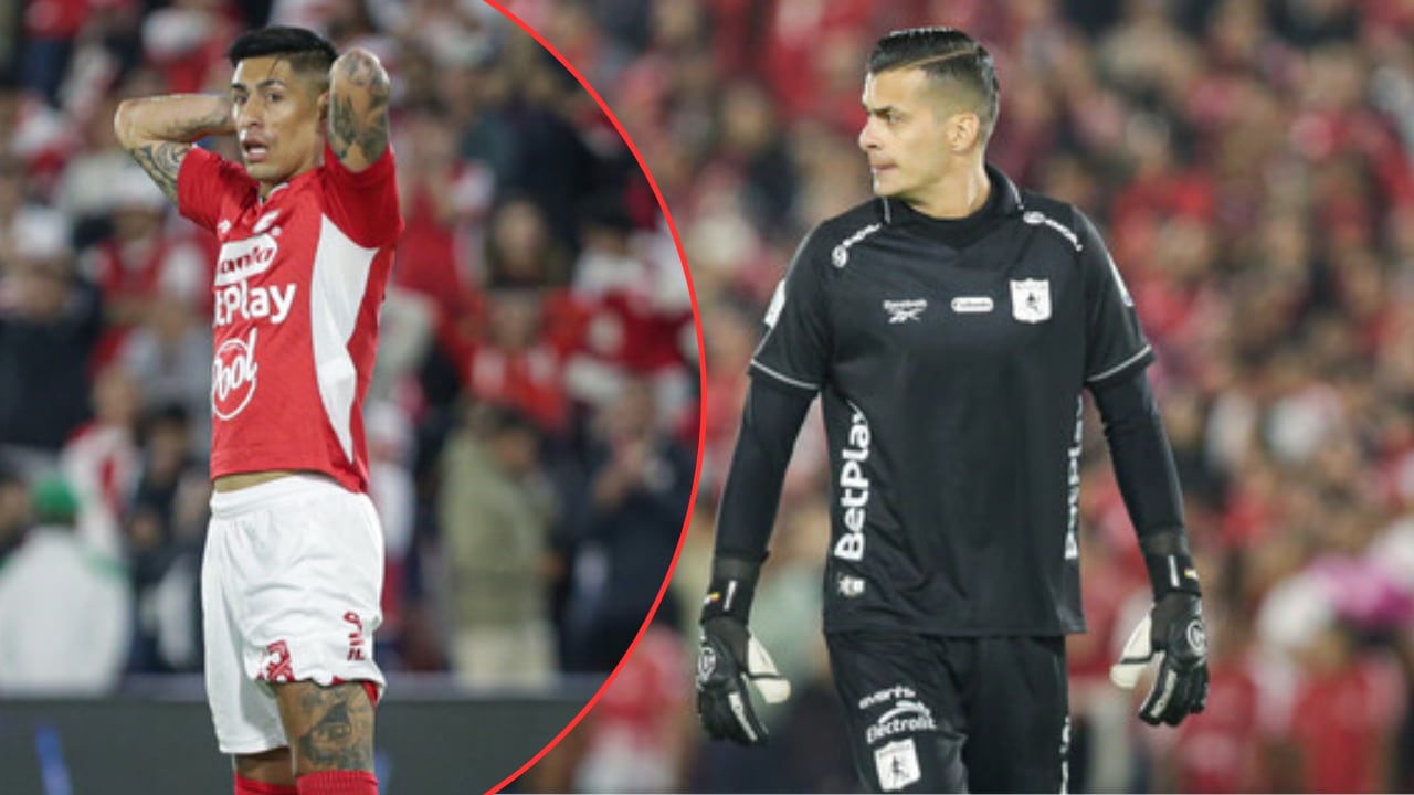 Emanuel Olivera, de Santa Fe, y Jorge Soto, de América. Habrá duelo de rojos en las finales de Liga BetPlay 2026-I.