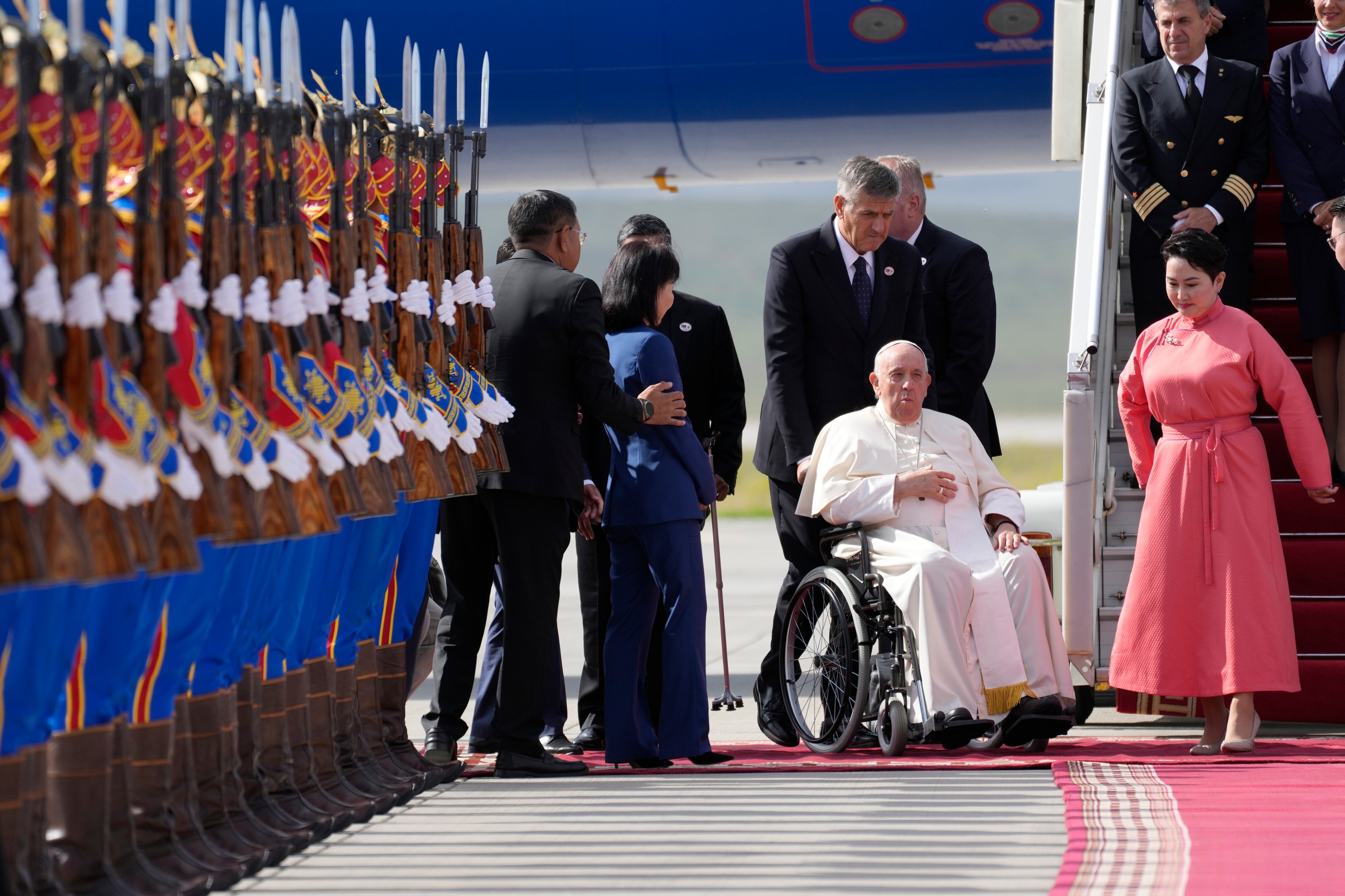 Así fue el recibimiento del papa Francisco en uno de los sitios más emblemáticos de Mongolia.