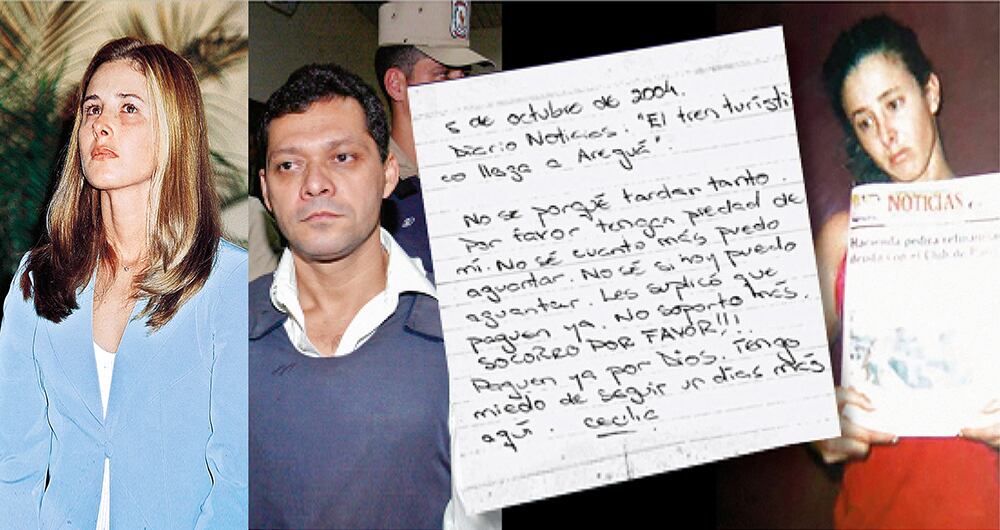 Cecilia Cubas, antes del secuestro (izq.); Osmar Martínez miembro del EPP y enlace con Rodrigo Granda (cen), y una de las pruebas de supervivencia en la que ruega que paguen para recuperar la libertad. 