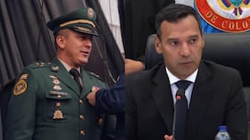 El ahora teniente coronel Sammy Rodríguez, exedecán del presidente Petro, y el ministro de Defensa, Pedro Sánchez.