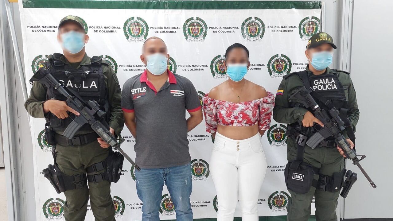 'Marla' y 'Wilson', capturados por extorsión en Cartagena.