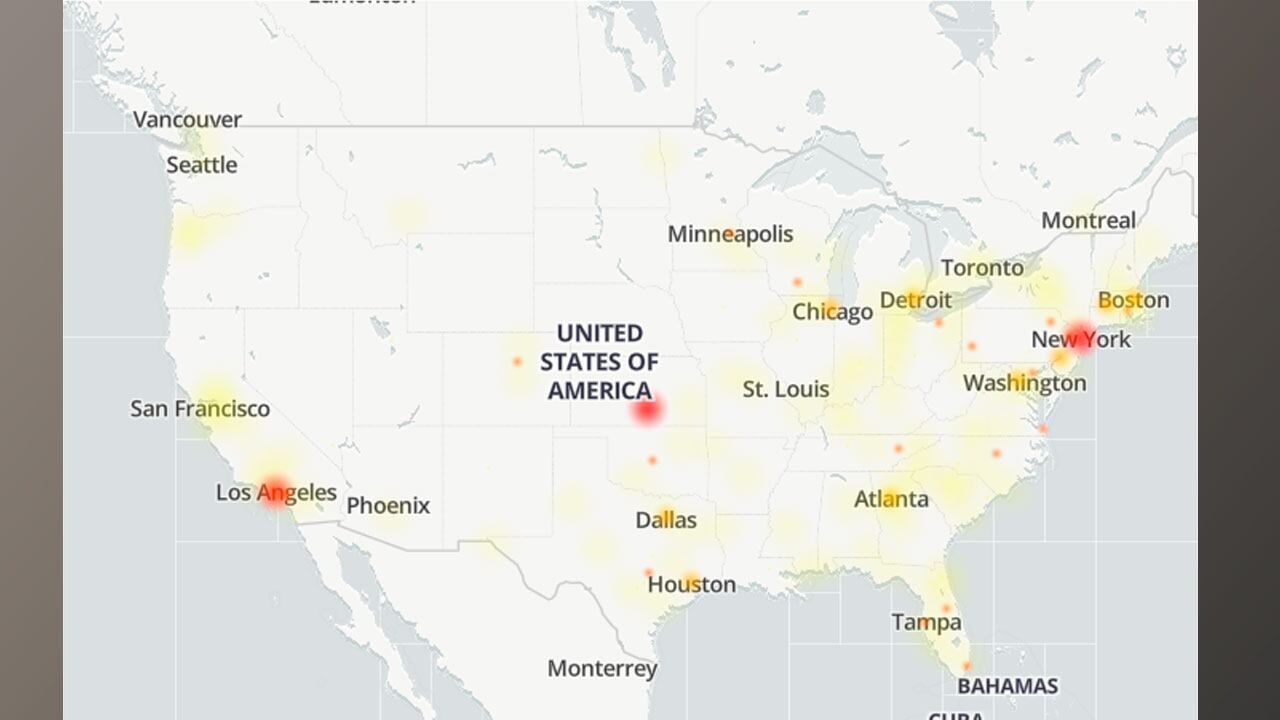 Mapa de fallas de TikTok en EE.UU.