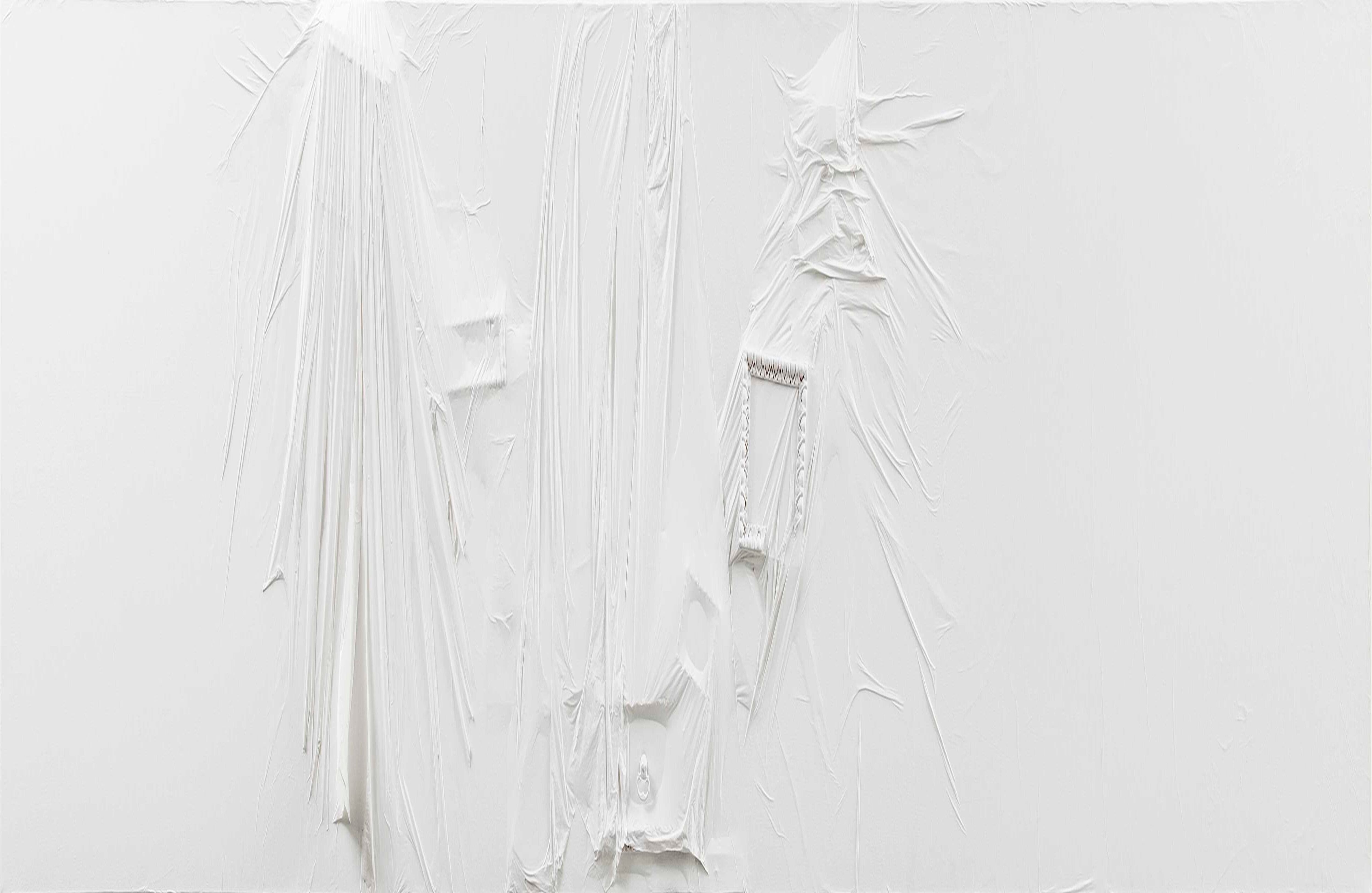 ‘Paredes envueltas #5’ (2016). Lina Leal. 60 x240 x 15 cm. Mixta sobre tela