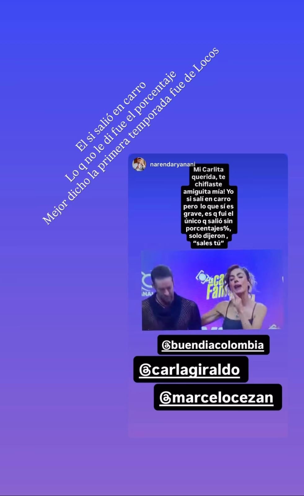 Polemica entre Carla Giraldo y Naren Daryanari