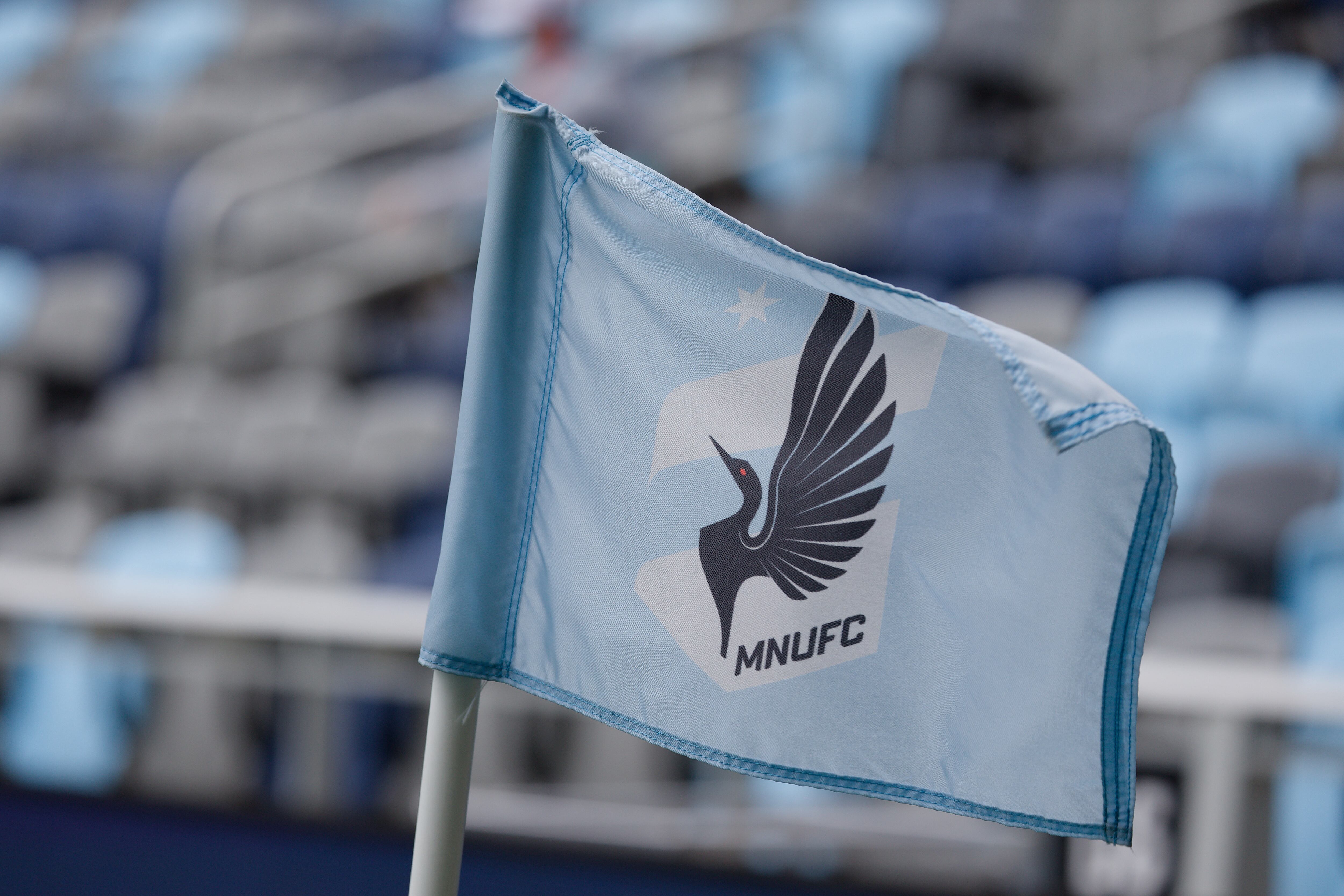ST.PAUL, MN - APRIL 27: Minnesota United FC flag in the corner before a game between Vancouver Whitecaps and Minnesota United FC at Allianz Field on April 27, 2025 in St.Paul, Minnesota. (Photo by Jeremy Olson/ISI Photos/Getty Images)