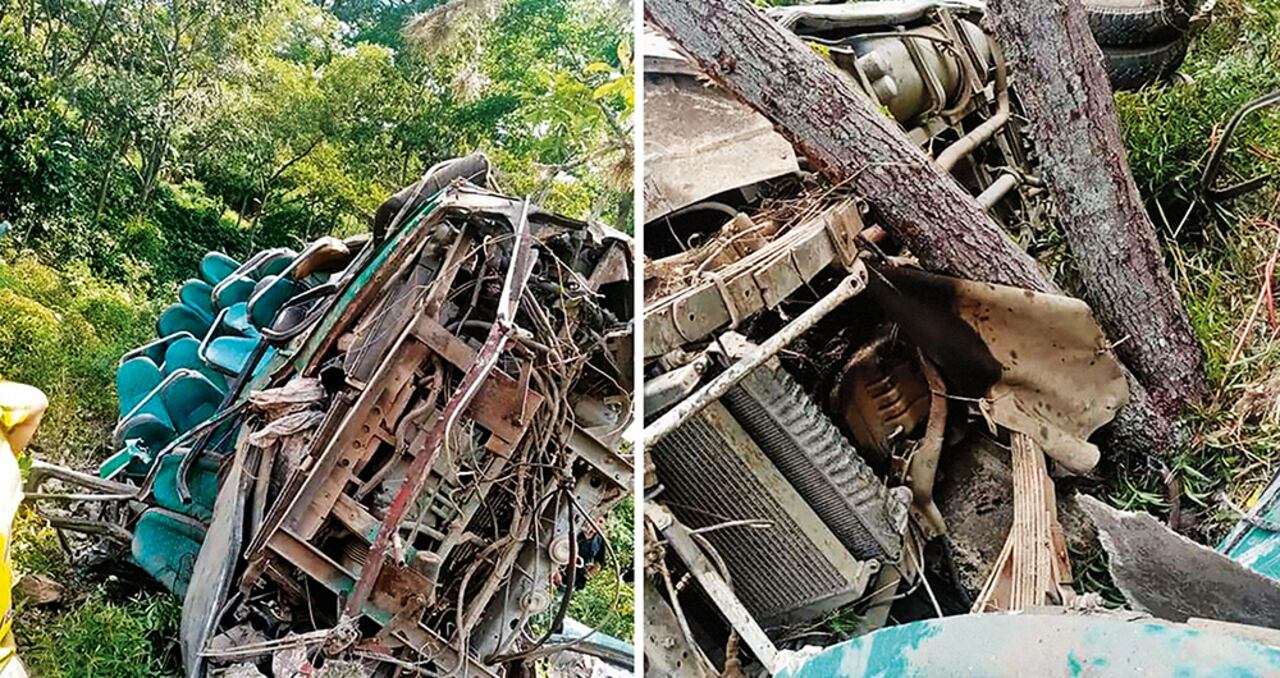 La buseta rodó aproximadamente 300 metros y quedó muy cerca a la laguna de Ortices. La tragedia pudo ser mayor.