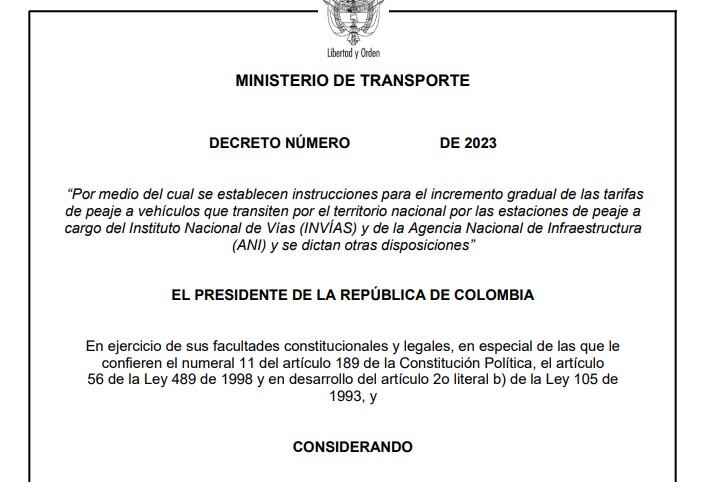 Decreto de peajes