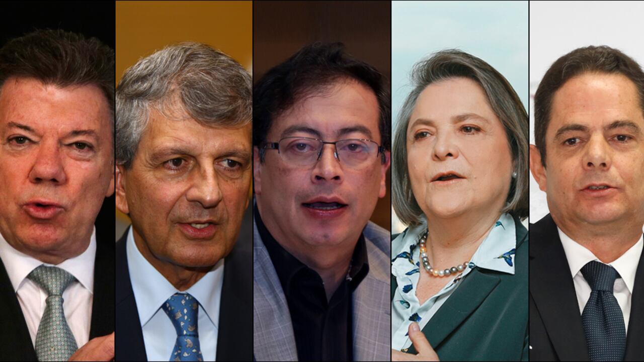 Juan Manuel Santos, Juan Martín Caicedo, Gustavo Petro, Clara López y Germán Vargas Lleras.