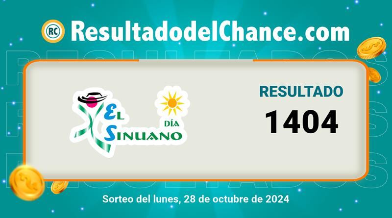 Lotería Sinuano Día, sorteo del 28 de octubre de 2024.