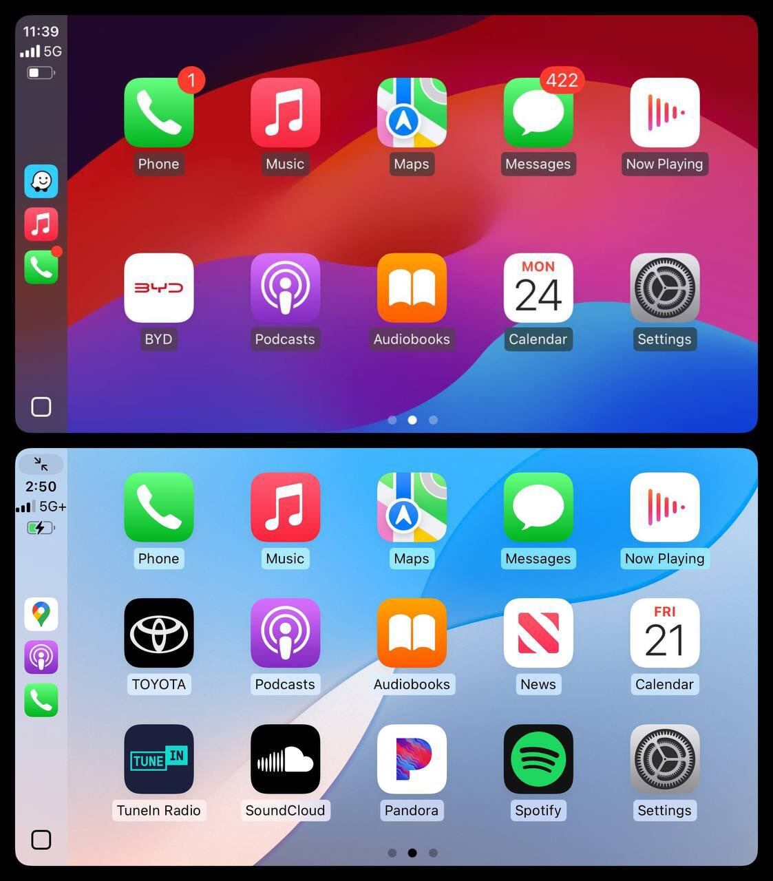 La nueva actualización de Apple CarPlay permite visualizar una tercera fila de íconos.