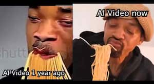Comparativa de un video creado con IA de Will Smith comiendo espagueti