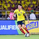 James Rodríguez en el partido de Colombia contra Brasil.