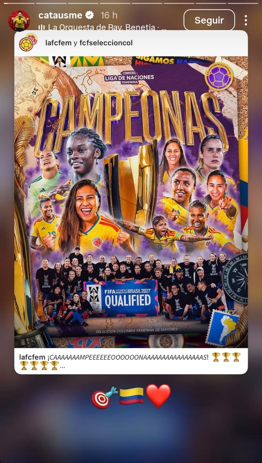 Catalina Usme estuvo pendiente de la Selección Colombia en la Liga de Naciones.
