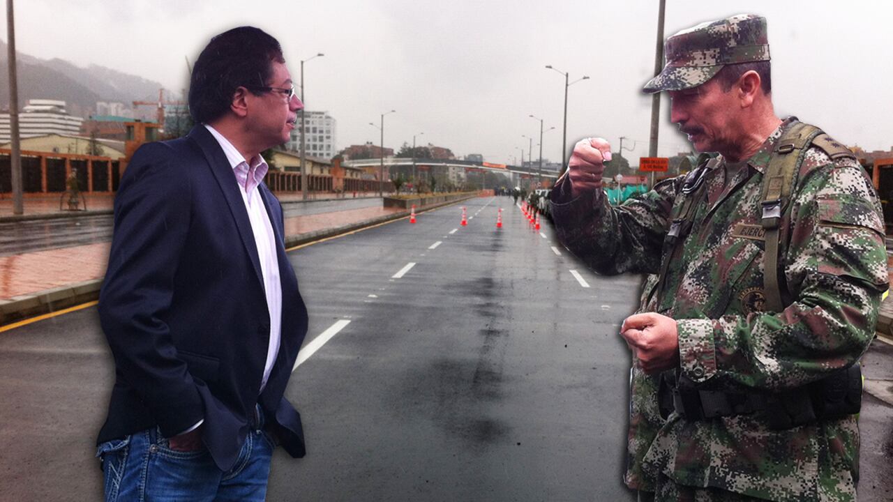 Gustavo Petro y el general Nicasio de Jesús Martínez Espinel