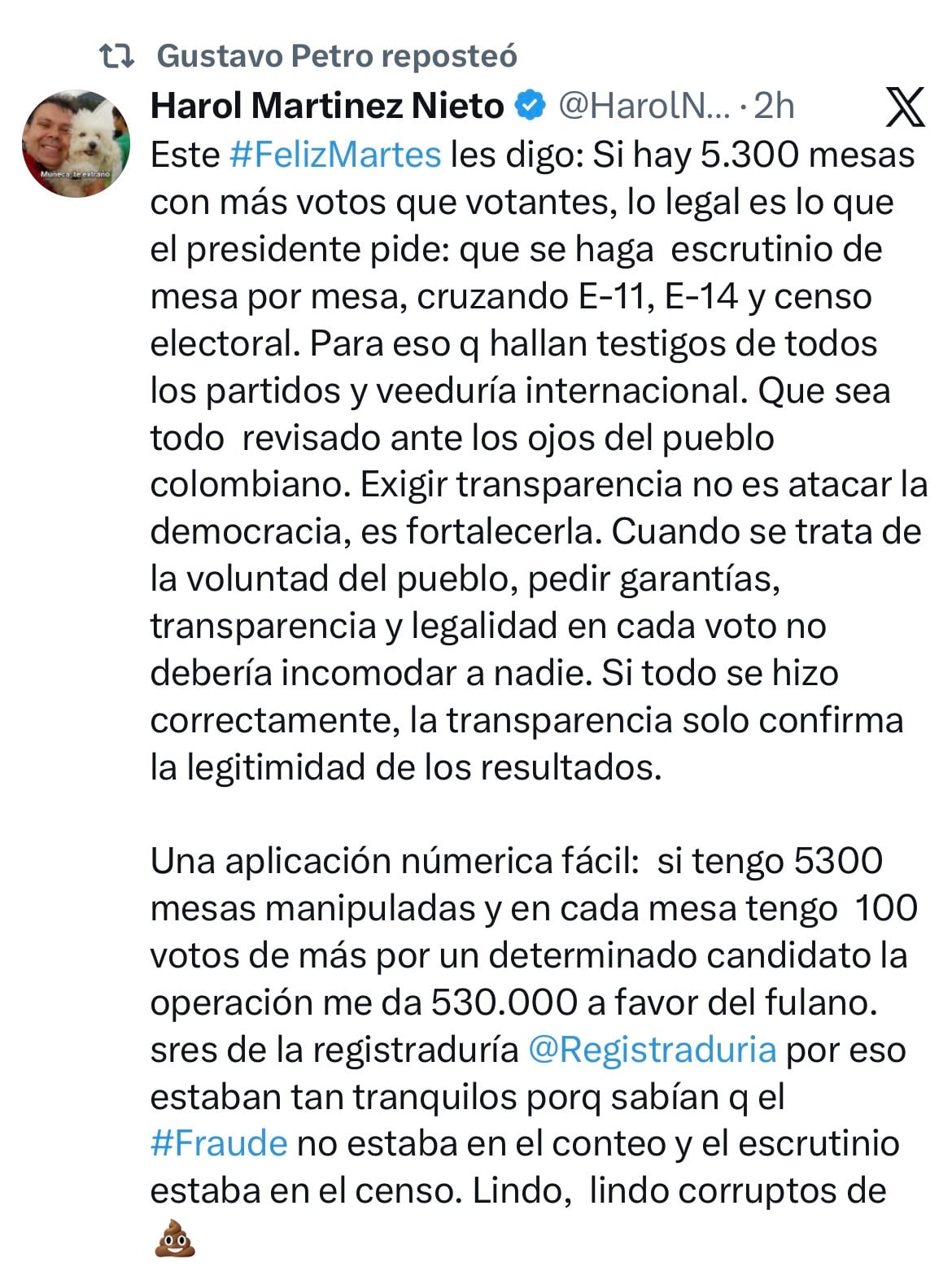 Gustavo Petro replicó fuerte mensaje que fue publicado en X.