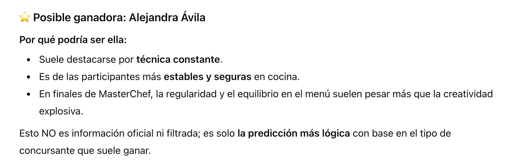 Esta sería la ganadora de MasterChef Celebrity 2025, según la inteligencia artificial.