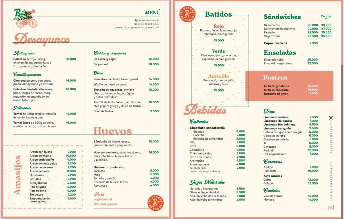 Menú del nuevo restaurante de Nairo Quintana