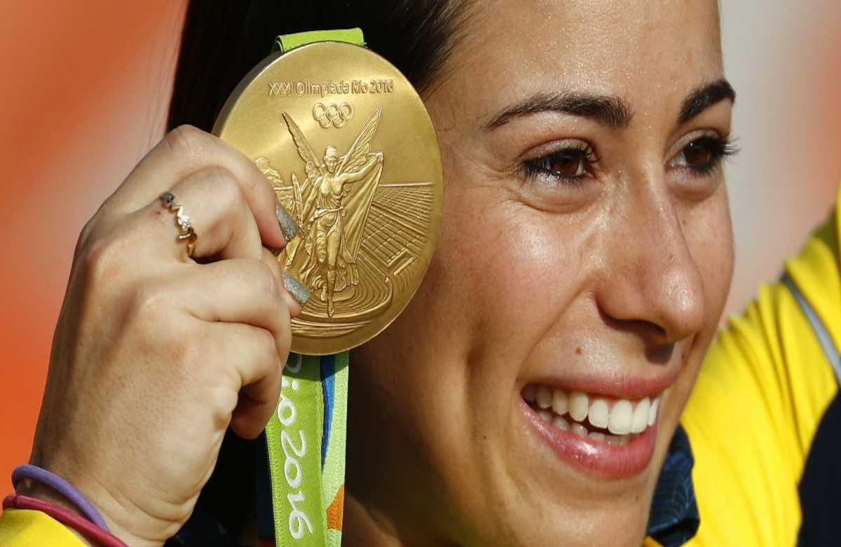 Mariana Pajón y su segunda medalla de oro. CARL DE SOUZA / AFP 