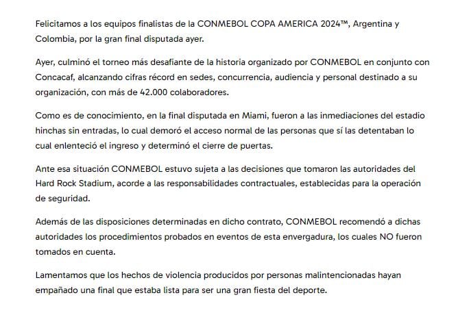 Comunicado Conmebol