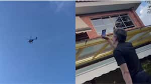 Helicóptero sobrevolando la ciudad de Medellín.