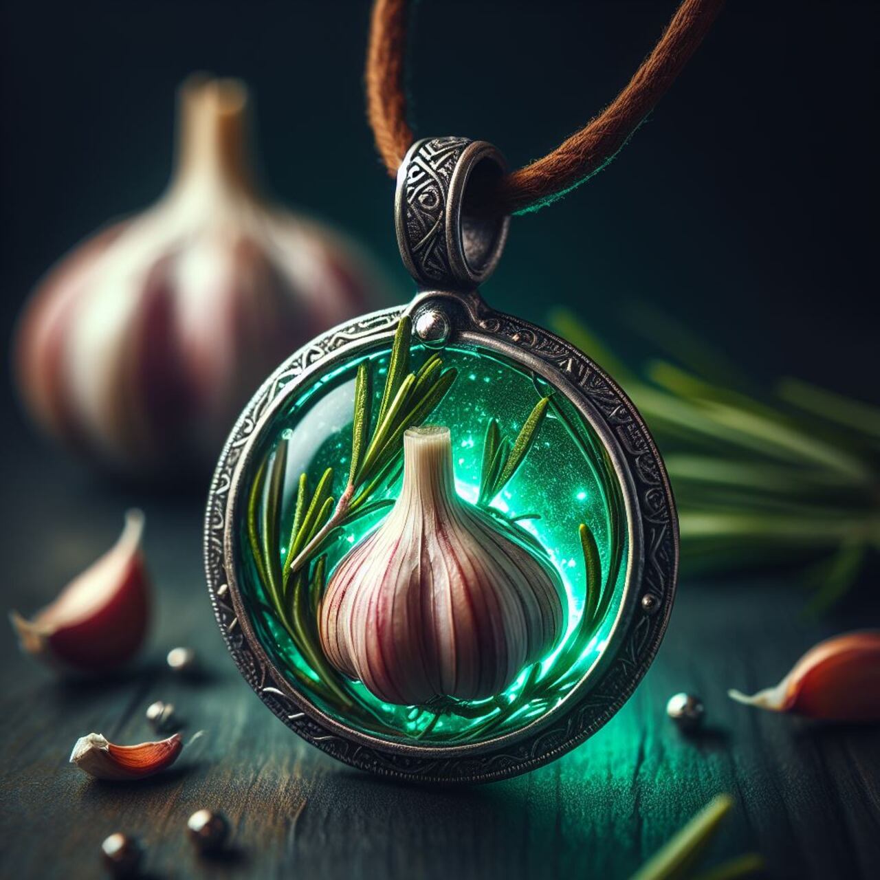 Amuleto con ajo y romero.