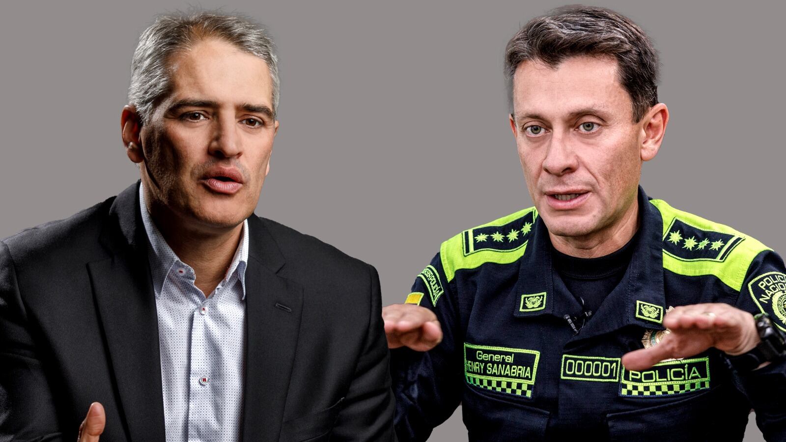 Gobernador de Antioquia, Andrés Julián Rendón; y exdirector de la Policía, Henry Sanabria.