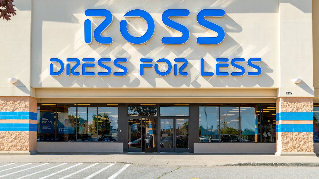 General view of the entrance and facade of a Ross Dress For Less, an American chain of discount department stores, in Coeur d'Alene, Idaho, USA