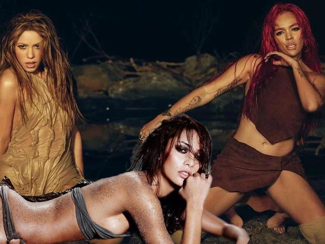 El montaje que hizo la cuñada de Carolina Guerra con Shakira y Karol G. Foto: Instagram @carowar.