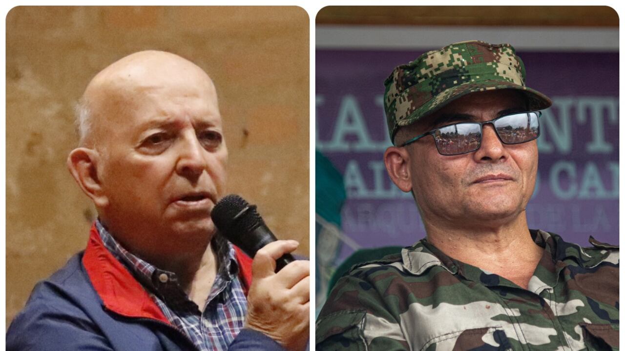 El alto Comisionado para la Paz, Otty Patiño, y el líder de las disidencias de las Farc, Iván Mordisco.