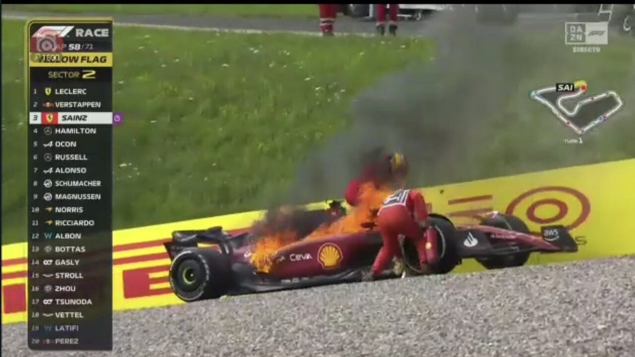 Carlos Sainz, piloto de Ferrari sufrió accidente en la F1
