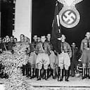 A meeting of the Chilean Nazi party, circa 1940. Present at the meeting are: German industrialist Count Matuschka of the Siemens-Schuckert company, Walter Stanke, Herr von der Werth, and Otto von Zippelius, a former military instructor in Chile. (Photo by FPG/Hulton Archive/Getty Images)