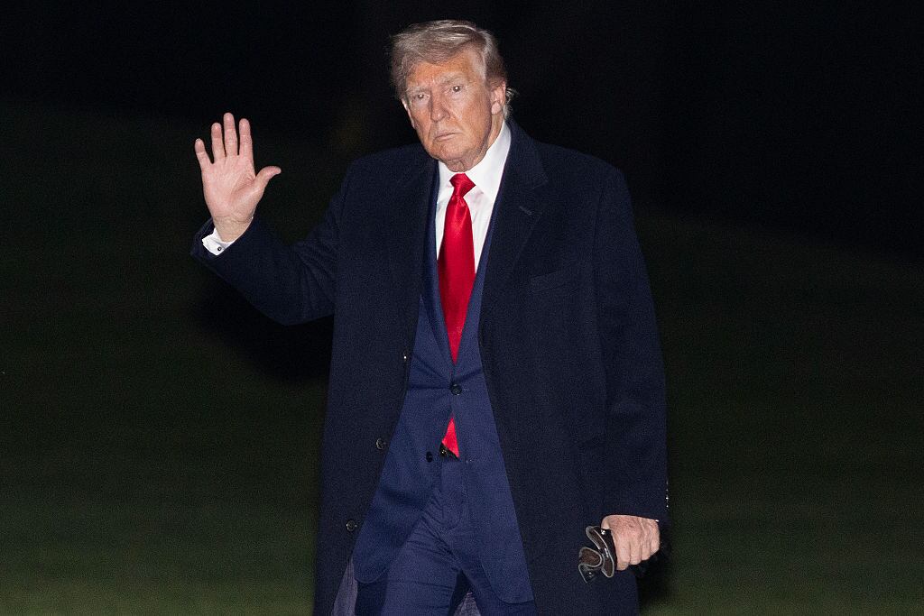 WASHINGTON, DC - APRIL 13: U.S. President Donald Trump walks on the south lawn of the White House on April 13, 2025 in Washington, DC. The president was returning from a weekend in Florida attending a UFC Fight Saturday night.  (Photo by Tasos Katopodis/Getty Images)