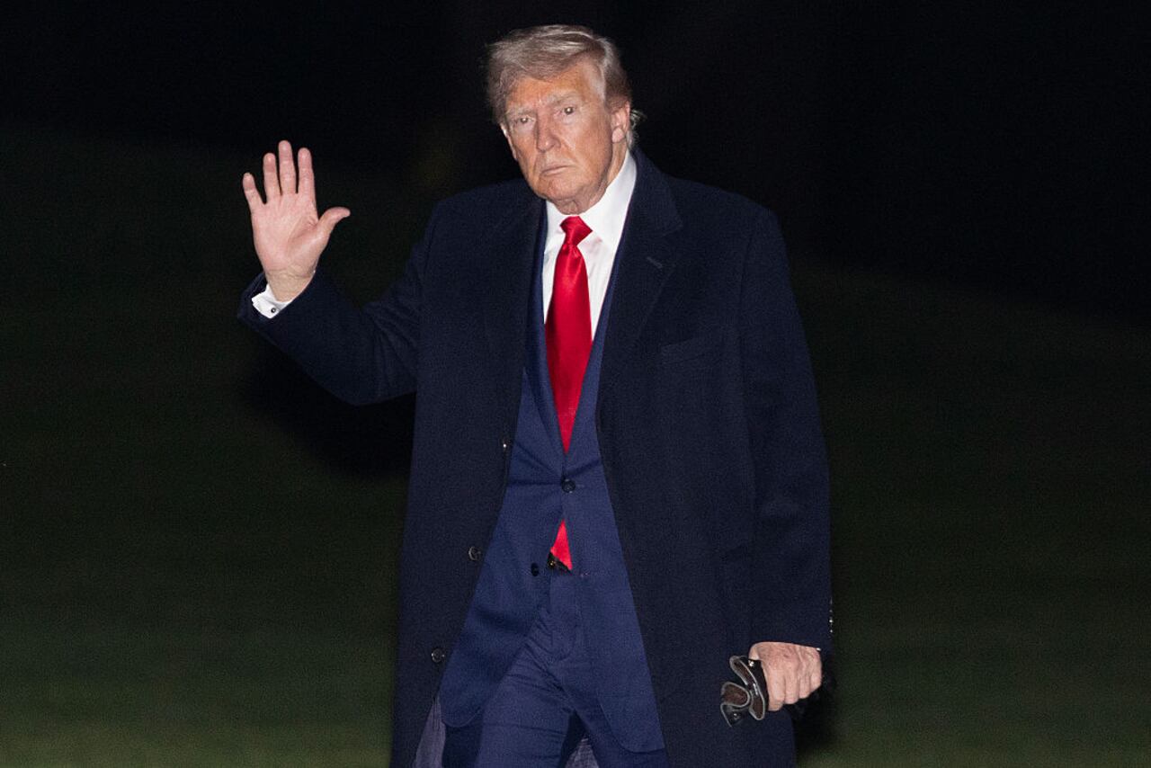 WASHINGTON, DC - APRIL 13: U.S. President Donald Trump walks on the south lawn of the White House on April 13, 2025 in Washington, DC. The president was returning from a weekend in Florida attending a UFC Fight Saturday night. (Photo by Tasos Katopodis/Getty Images)