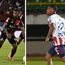 Tabla de posiciones en Liga BetPlay tras el triunfo de Águilas Doradas (izq.) y el empate de Junior (der.).