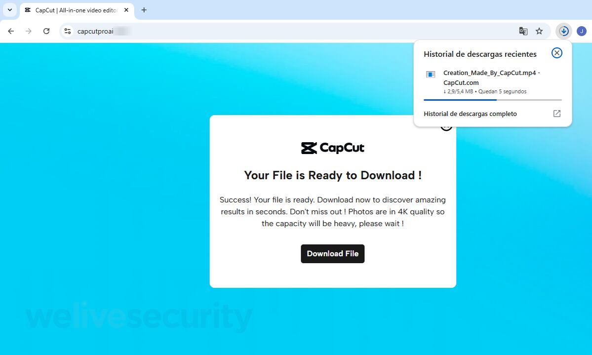 Al ejecutar el archivo “creation_made_by_capcut.mp4”, los usuarios instalan sin saberlo un software remoto que da acceso a los ciberdelincuentes.